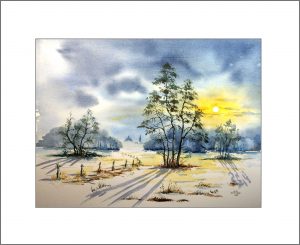 winterliche Stille, Aquarell, 40 x 50 cm, Nr. 380